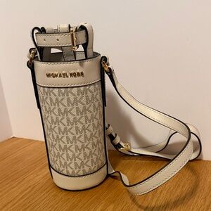 Michael Kors Cream Monogram Water Bottle Crossbody